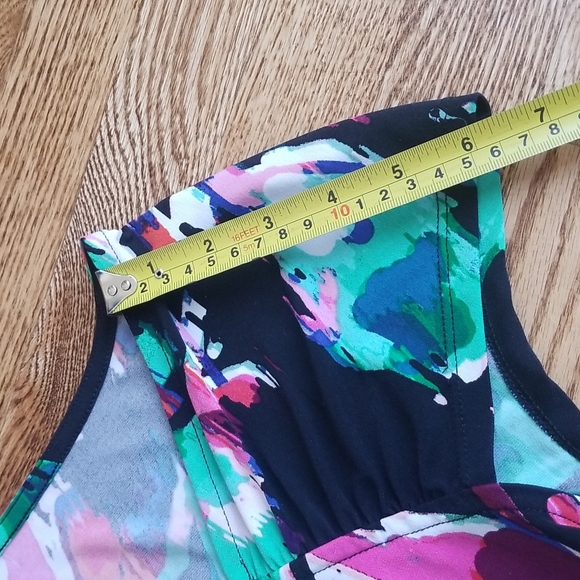 (M) Jockey Person to Person Multicolored Ruched Shoulder Detail Top Bright Cute - Picture 4 of 9